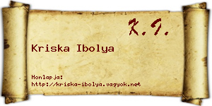 Kriska Ibolya névjegykártya